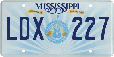 MS license plate LDX227