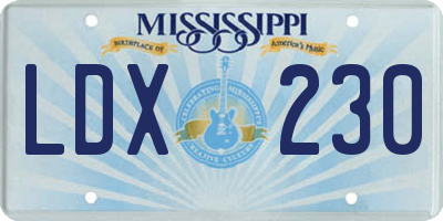 MS license plate LDX230