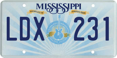 MS license plate LDX231