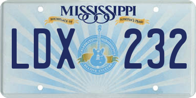 MS license plate LDX232