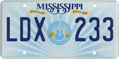 MS license plate LDX233