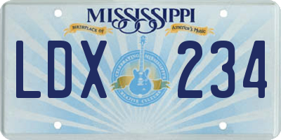 MS license plate LDX234