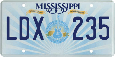 MS license plate LDX235
