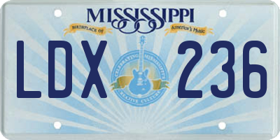 MS license plate LDX236
