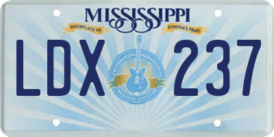 MS license plate LDX237