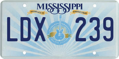 MS license plate LDX239