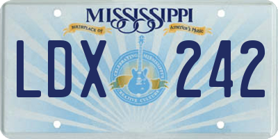 MS license plate LDX242