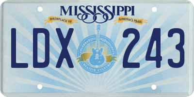 MS license plate LDX243