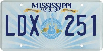 MS license plate LDX251