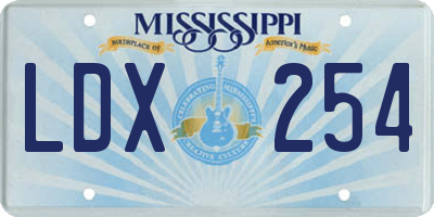 MS license plate LDX254
