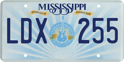 MS license plate LDX255