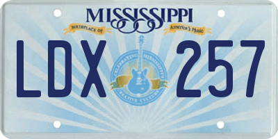 MS license plate LDX257