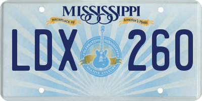 MS license plate LDX260