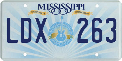 MS license plate LDX263