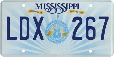 MS license plate LDX267