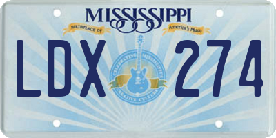 MS license plate LDX274