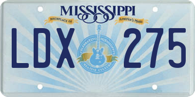 MS license plate LDX275