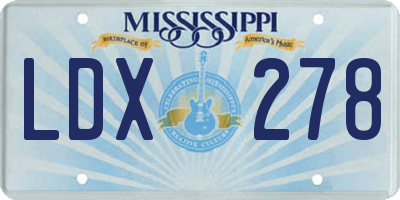 MS license plate LDX278