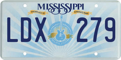 MS license plate LDX279