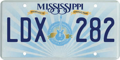 MS license plate LDX282