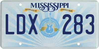MS license plate LDX283