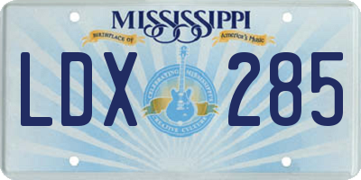 MS license plate LDX285