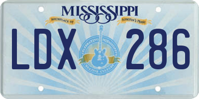 MS license plate LDX286