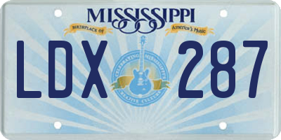 MS license plate LDX287