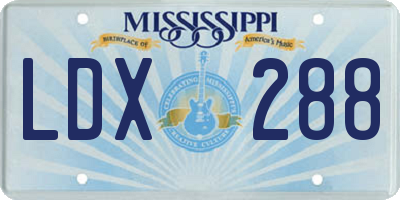 MS license plate LDX288