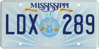 MS license plate LDX289
