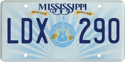 MS license plate LDX290