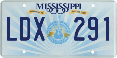 MS license plate LDX291