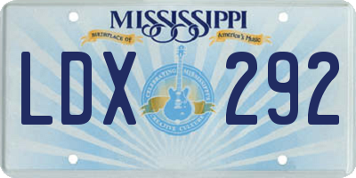 MS license plate LDX292