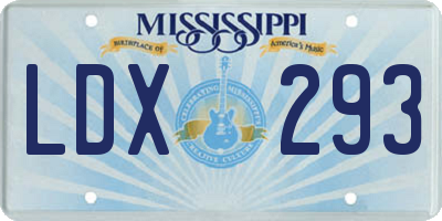 MS license plate LDX293