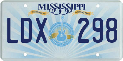 MS license plate LDX298