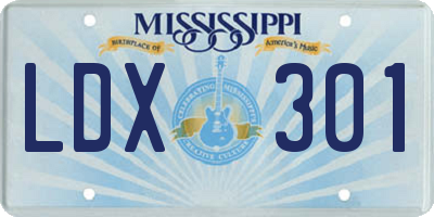MS license plate LDX301