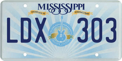 MS license plate LDX303