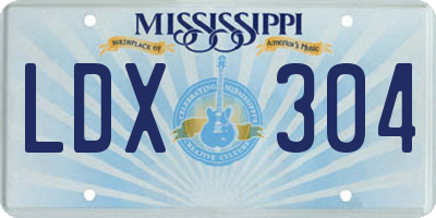 MS license plate LDX304