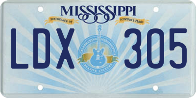 MS license plate LDX305