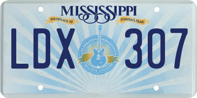 MS license plate LDX307