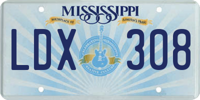MS license plate LDX308