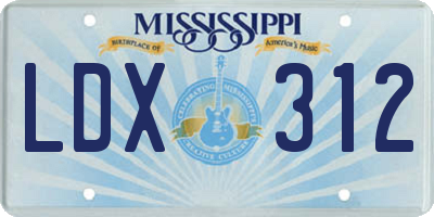 MS license plate LDX312