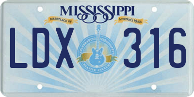 MS license plate LDX316