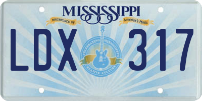 MS license plate LDX317