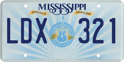 MS license plate LDX321