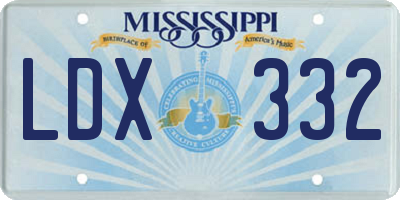 MS license plate LDX332