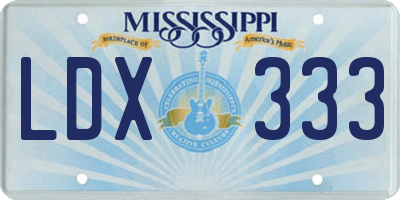 MS license plate LDX333