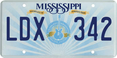 MS license plate LDX342