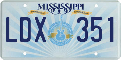 MS license plate LDX351