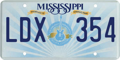 MS license plate LDX354